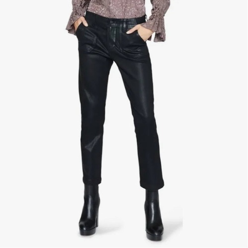 Paige Mayslie Straight Ankle Black Fog Luxe Coating